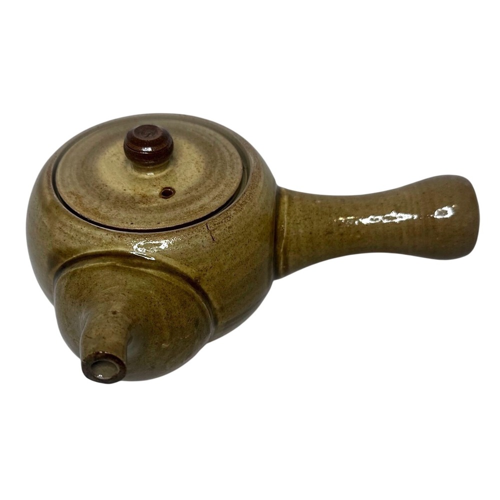 Artisan Kyusu Teapot Side Handle Ceramic Olive Green Excellent‎ Japanese Style